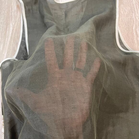 Vintage 90s Dorothy Schoelen Platinum Linen Blend Elephant Boho Vest M USA - Picture 8 of 8